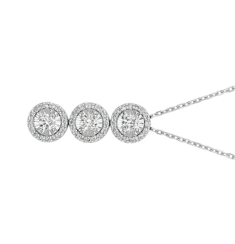0.80 Carat Natural Diamond Pendant Necklace 14K White Gold G SI 18'' chain

100% Natural Diamonds, Not Enhanced in any way Round Cut Diamond Necklace
0.80CT
G-H
SI
14K White Gold, Prong & Pave style 4.7 gram
1 inch in height, 5/16 inch in width
3