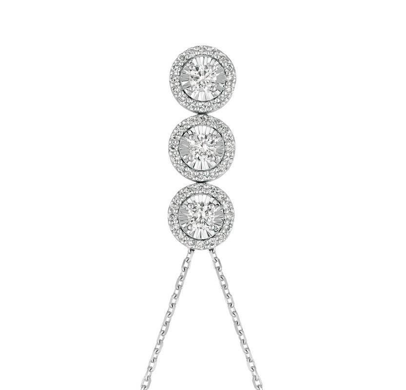 Contemporary 0.80 Carat Natural Diamond Pendant Necklace 14 Karat White Gold G SI Chain For Sale