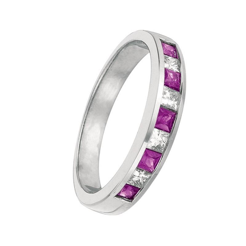 0,80 Quilates Diamante Natural y Rubí Anillo Corte Princesa G SI Oro Blanco 14K

diamantes y rubíes 100% naturales
0,80CTW
G-H
SI
Oro blanco de 14 quilates estilo canal, 3,20 gramos
3 mm de ancho
Talla 7
5 rubíes - 0,56 ct, 4 diamantes - 0,24
