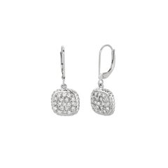 0.80 Carat Natural Diamond Square Drop Earrings G SI 14k White Gold