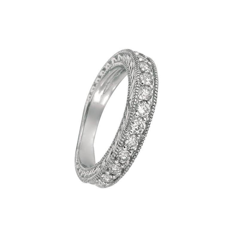 For Sale:  0.80 Carat Natural Diamond Stack Ring Band G SI 14 Karat White Gold 2
