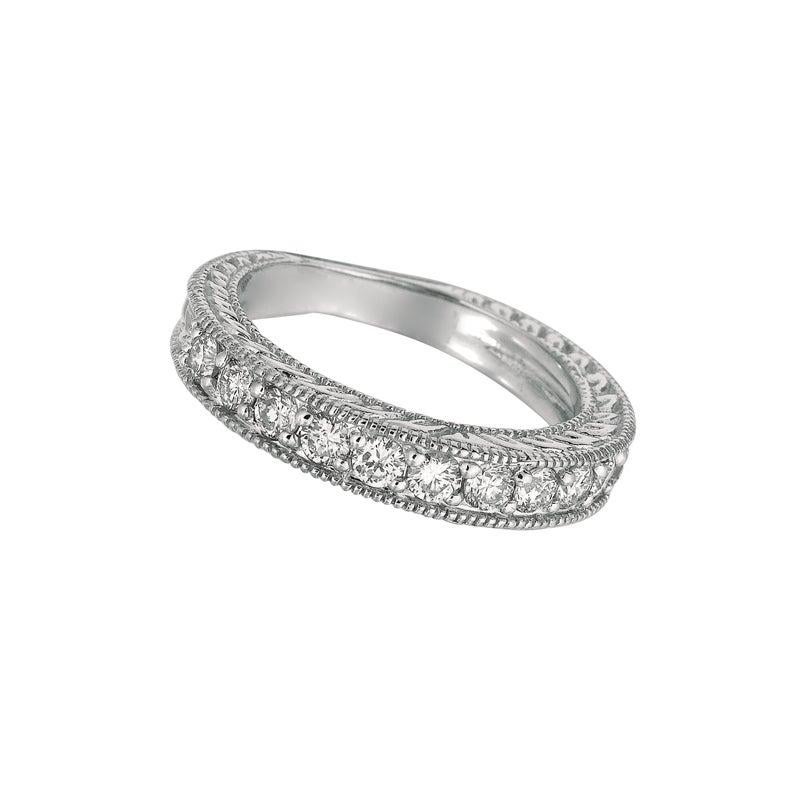 For Sale:  0.80 Carat Natural Diamond Stack Ring Band G SI 14 Karat White Gold 3