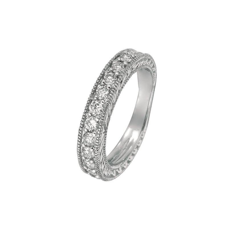 For Sale:  0.80 Carat Natural Diamond Stack Ring Band G SI 14 Karat White Gold 4