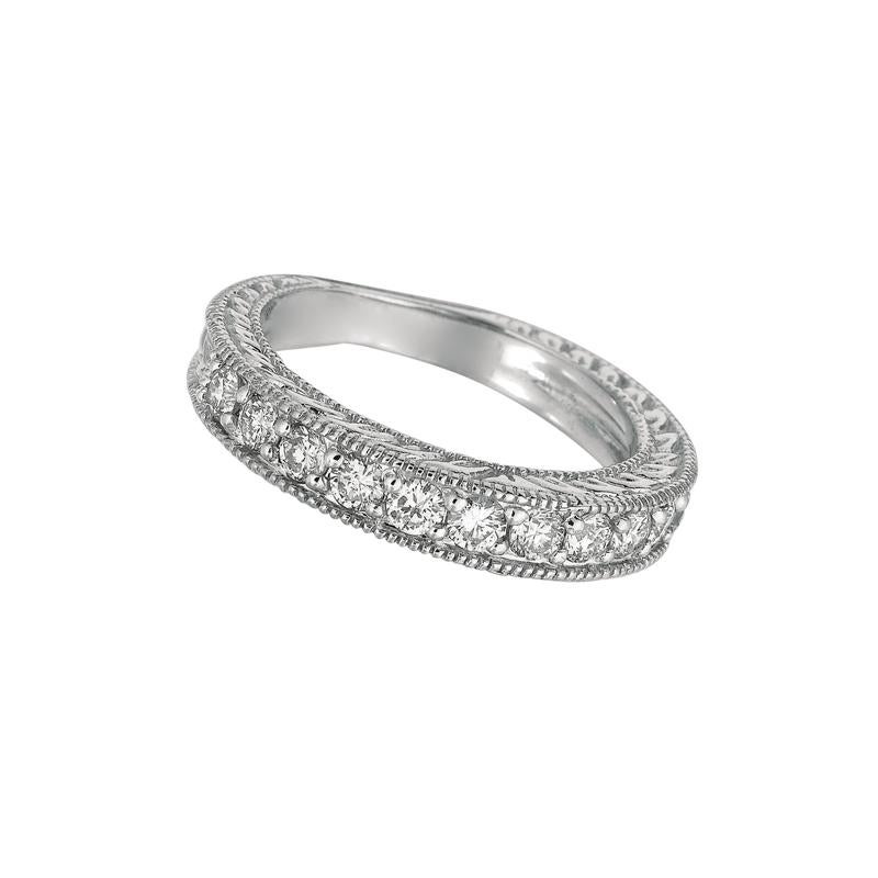 Contemporary 0.80 Carat Natural Diamond Stack Ring Band G SI 14 Karat White Gold For Sale