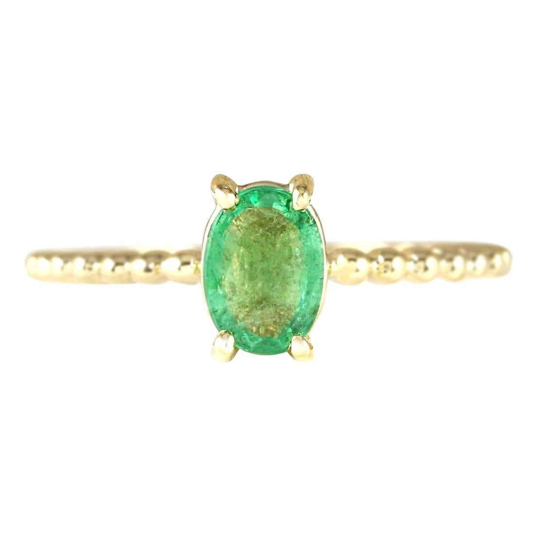 Natural Emerald Ring In 14 Karat Yellow Gold  For Sale
