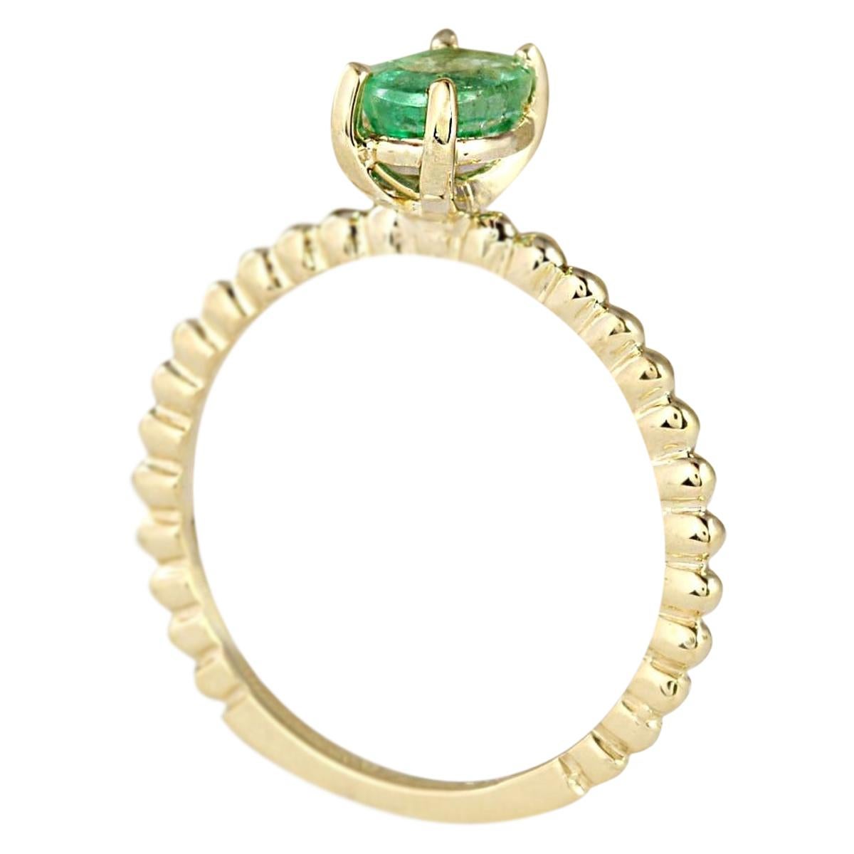 Oval Cut Natural Emerald Ring In 14 Karat Yellow Gold  For Sale