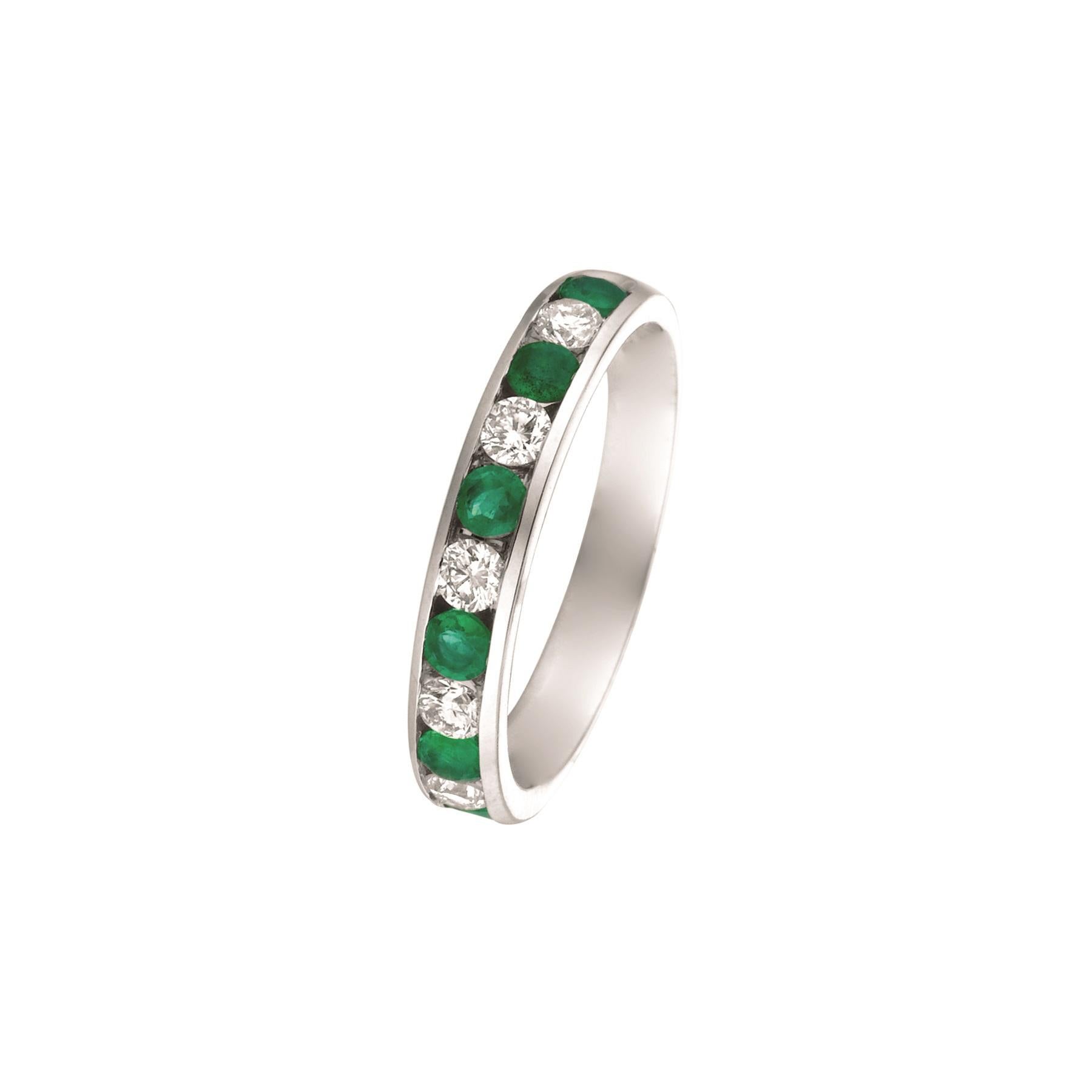 0.80 Carat Natural Diamond and Emerald Ring G SI 14K White Gold

100% Natural Diamonds and Emeralds
0.80CTW
G-H
SI
14K White Gold Channel set, 2.50 grams
3.5 mm in width
Size 7
5 diamonds - 0.37ct, 6 emeralds -0.43ct

R7173WDE

ALL OUR ITEMS ARE