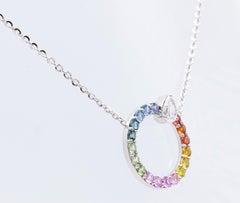 0.80 Carat Natural Fancy Multi Colour Sapphire Diamond Necklace