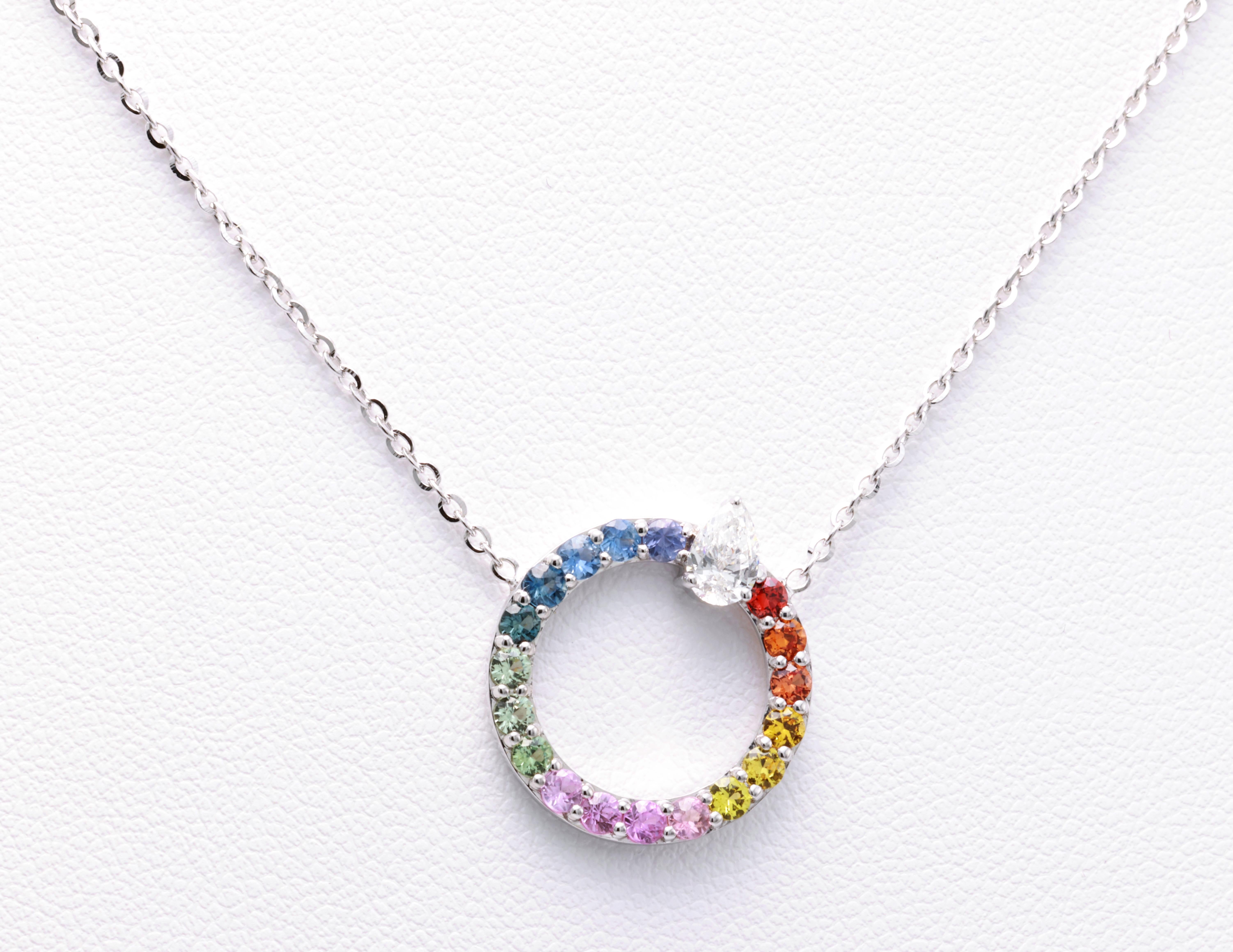 Collana di diamanti con zaffiro multicolore da 0,80 carati Nature Fancy in vendita 4