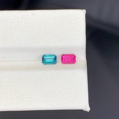 0.80 Carat Natural Loose Reverse Tourmaline Pair Emerald Cut Afghan Gemstone