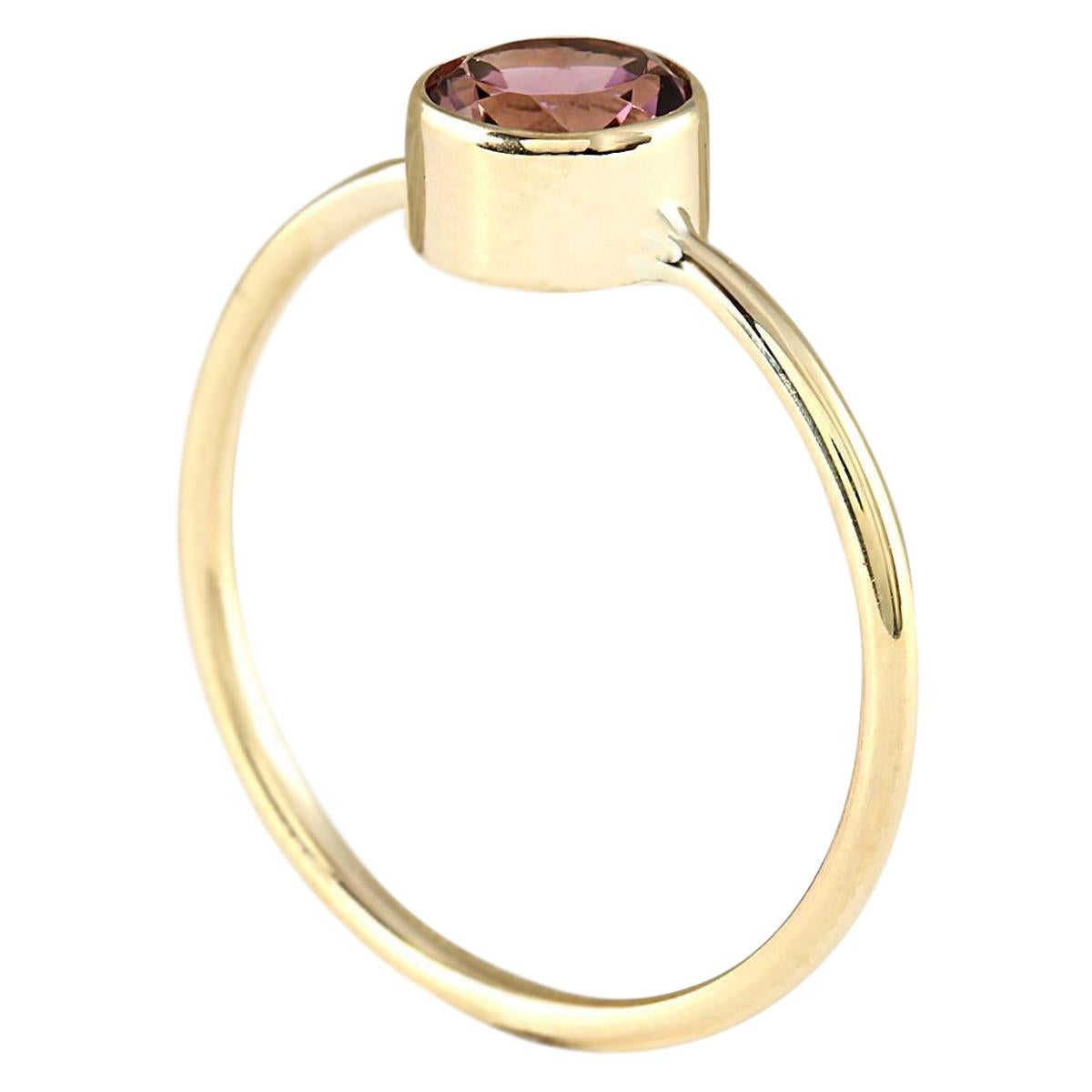 Round Cut Tourmaline Ring In 14 Karat Yellow Gold For Sale