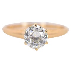 0.80 Carat Old European Cut Diamond Gold Ring