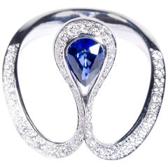 0.80 Carat Pear Blue Sapphire Royale Ring