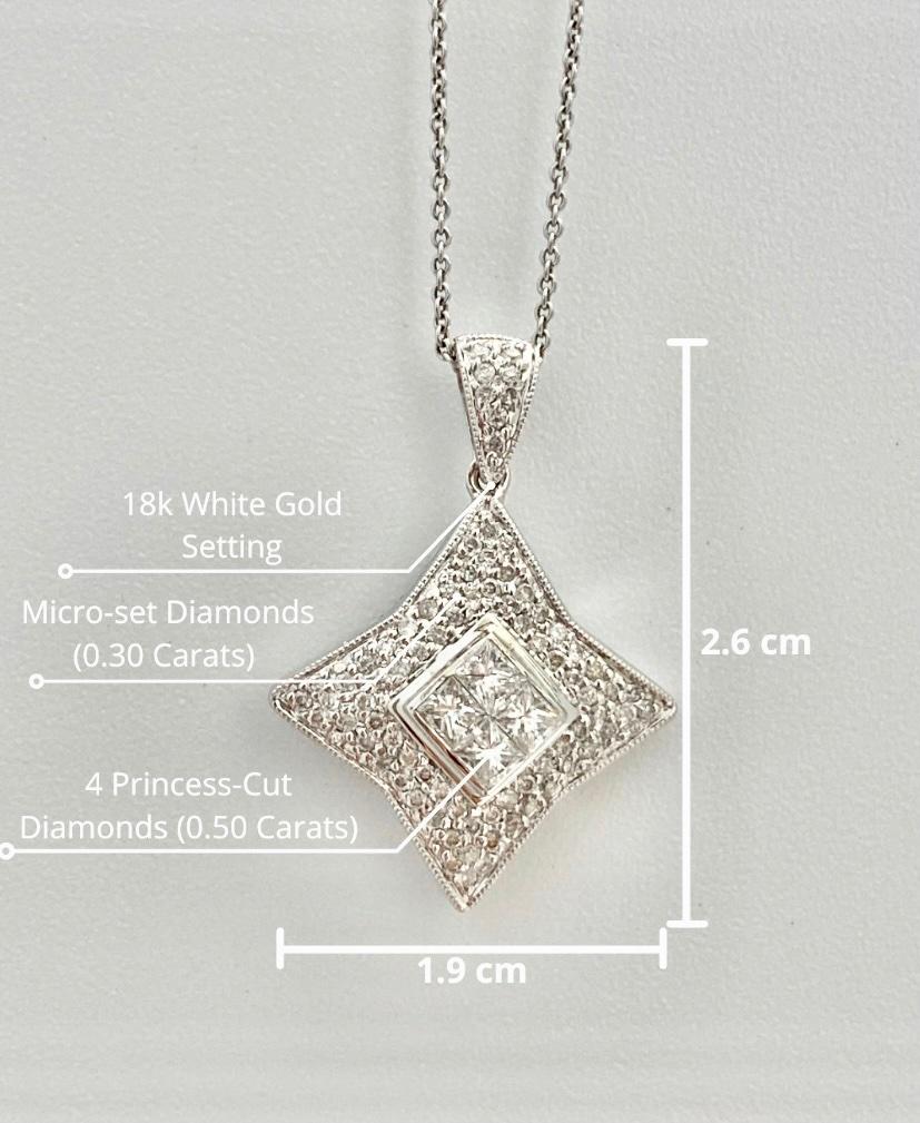 0.80 Carat Princess-Cut Diamond and 18 Karat White Gold 
