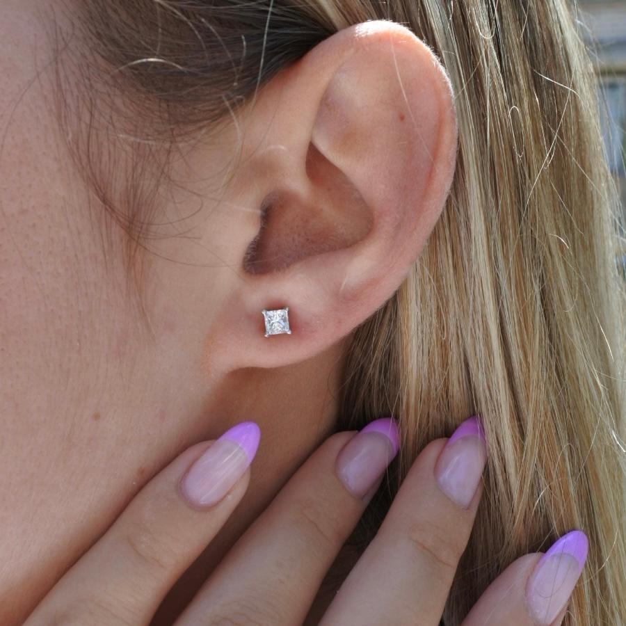 1ct princess cut diamond earrings
