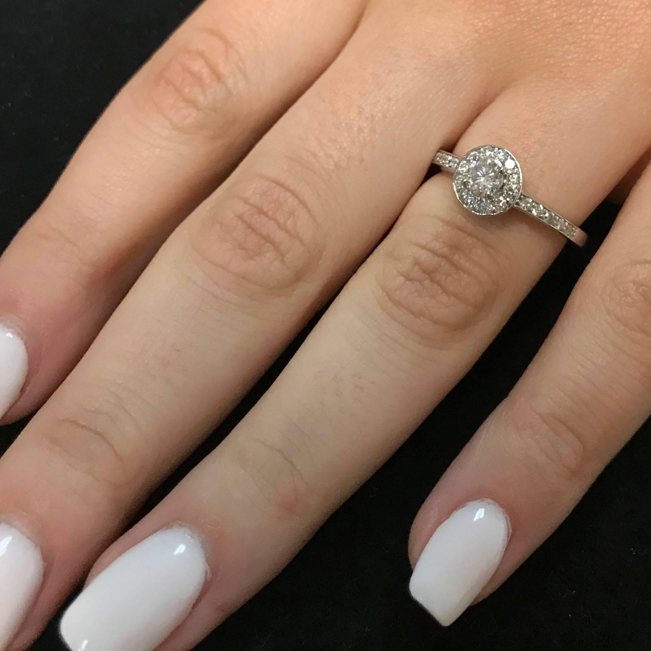 Contemporary Round Diamond Halo Engagement Ring