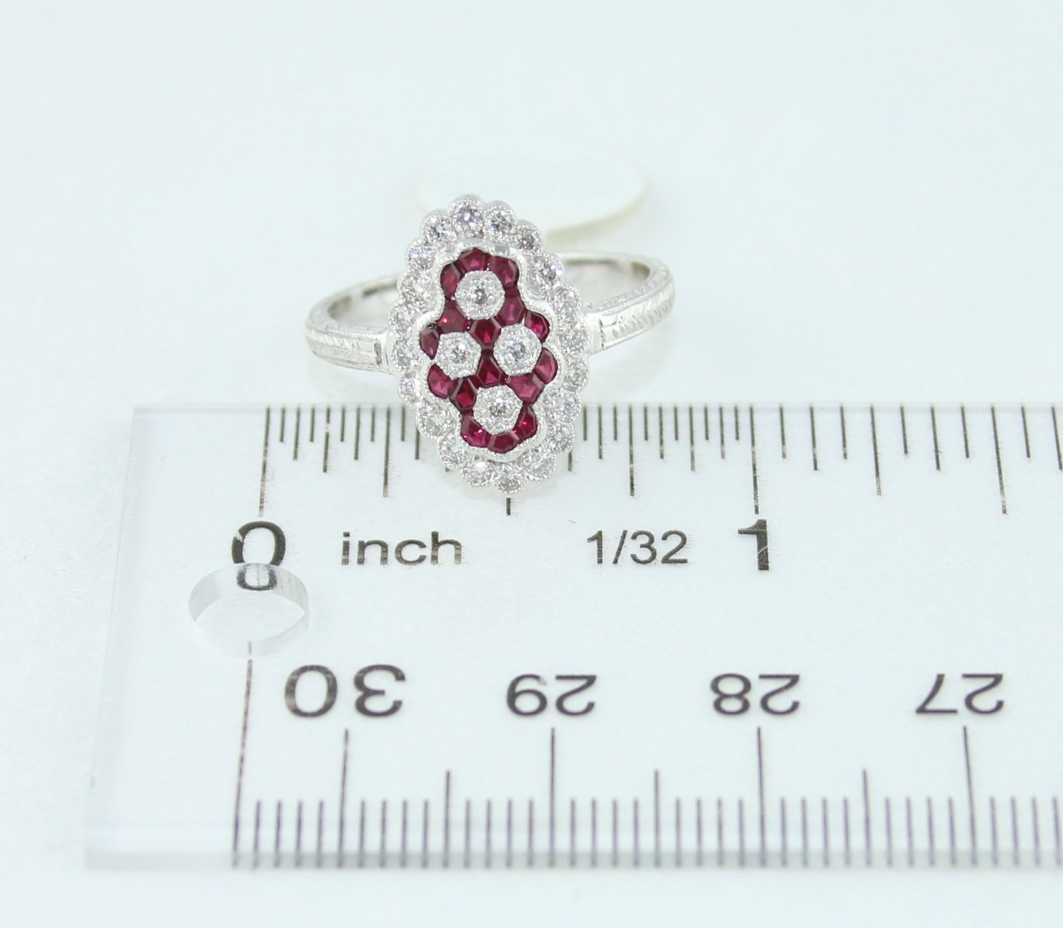 Women's 0.80 Carat Ruby Diamond Gold Ring For Sale