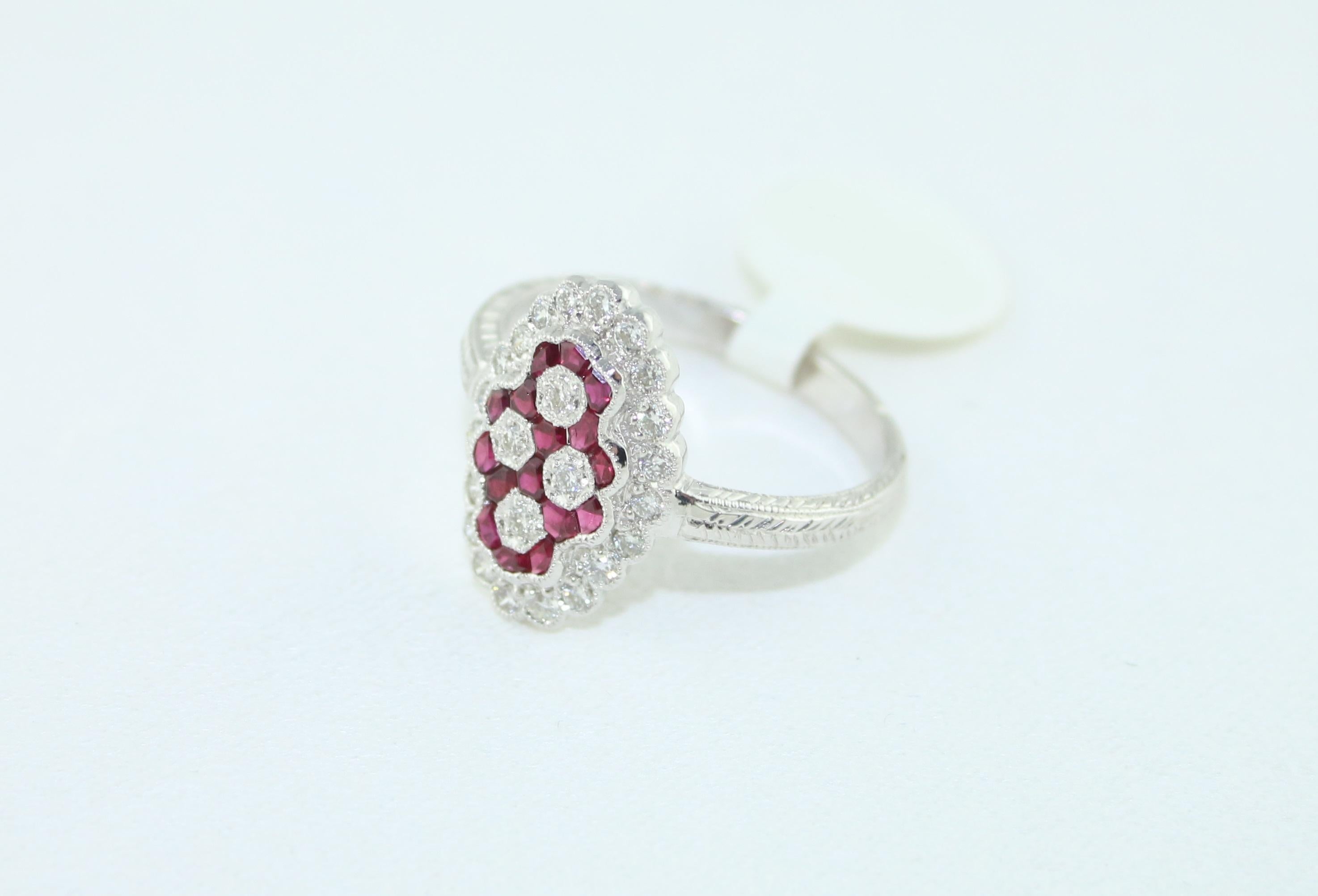 0.80 Carat Ruby Diamond Gold Ring For Sale 1