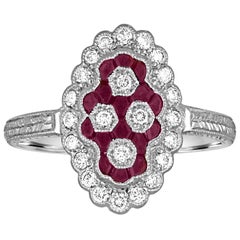 Anillo de oro con diamante y rubí de 0,80 quilates