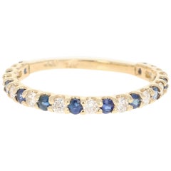 0.80 Carat Sapphire Diamond 14 Karat Yellow Gold Band