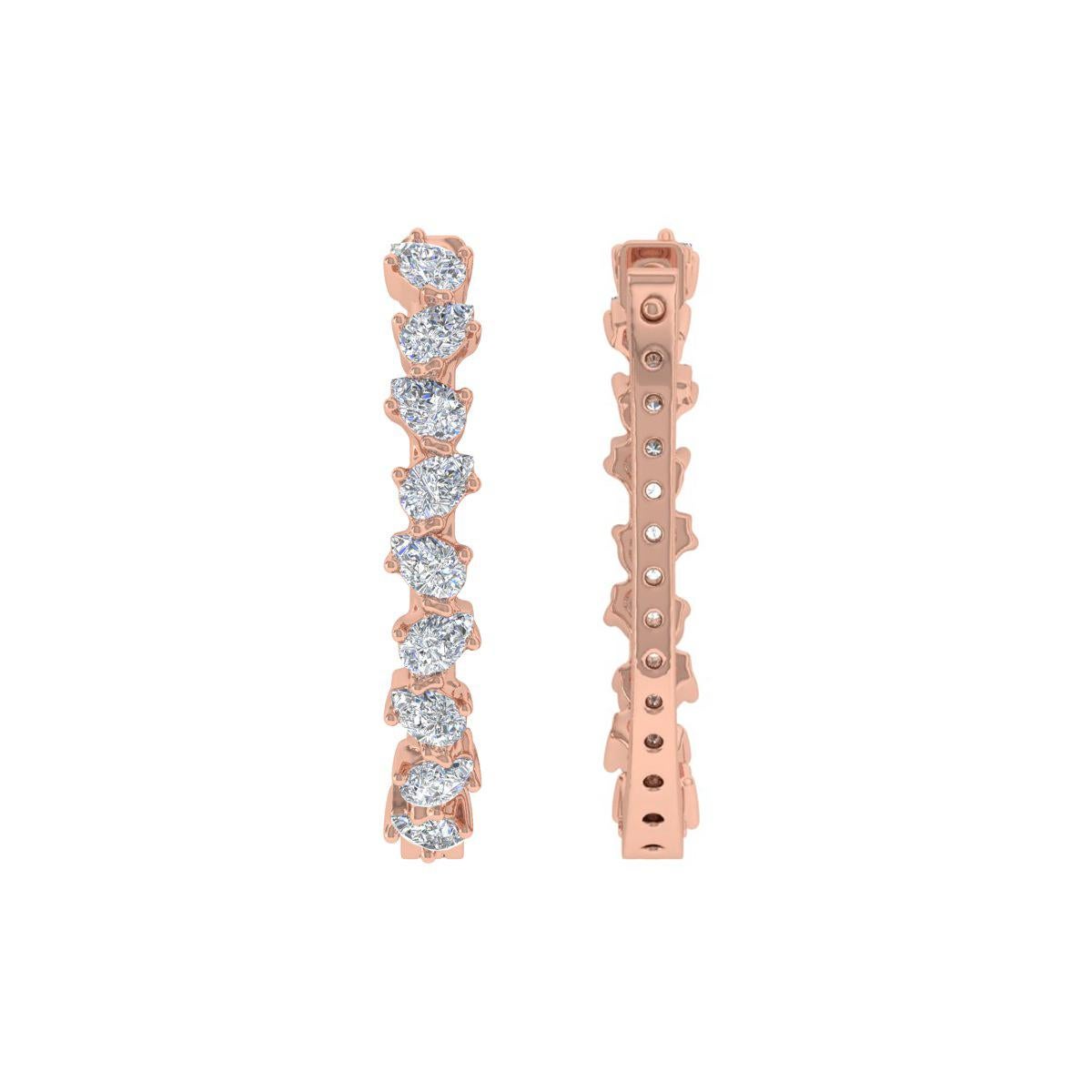 0.80 Carat SI Clarity HI Color Pear Diamond Earrings 18 Karat Rose Gold In New Condition For Sale In Diera, Dubai
