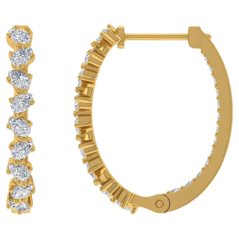 Orecchini di diamanti a pera da 0,80 carati SI Clarity HI Color Oro giallo 18 carati