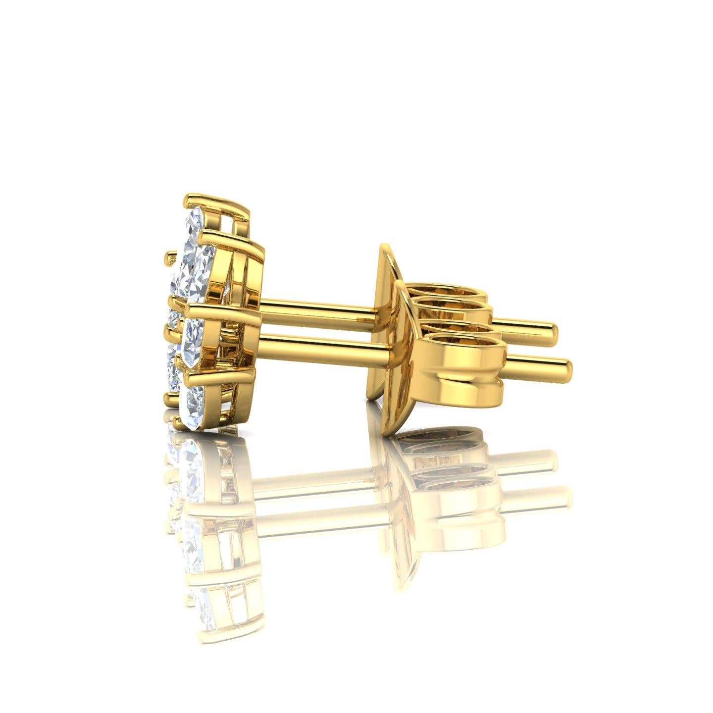 Marquise Cut 0.80 Carat SI/H Marquise Brilliant Cut Diamond Earrings 14 Karat Yellow Gold For Sale