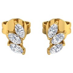 0,80 Karat SI/H Marquise Brillantschliff Diamant-Ohrringe 14 Karat Gelbgold