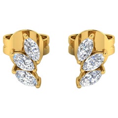 0.80 Carat SI/H Boucles d
oreilles diamant taille brillant Marquise Or jaune 14 Karat