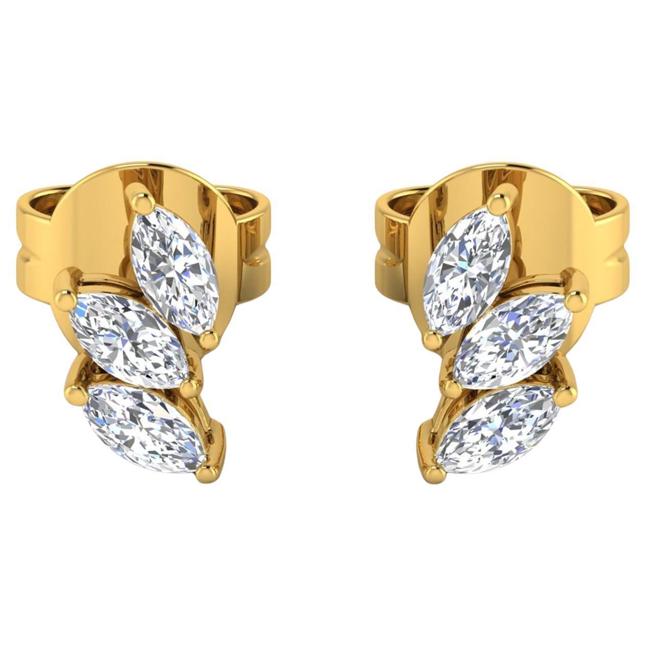 Orecchini con diamanti taglio brillante marquise da 0,80 carati SI/H Oro giallo 18 carati