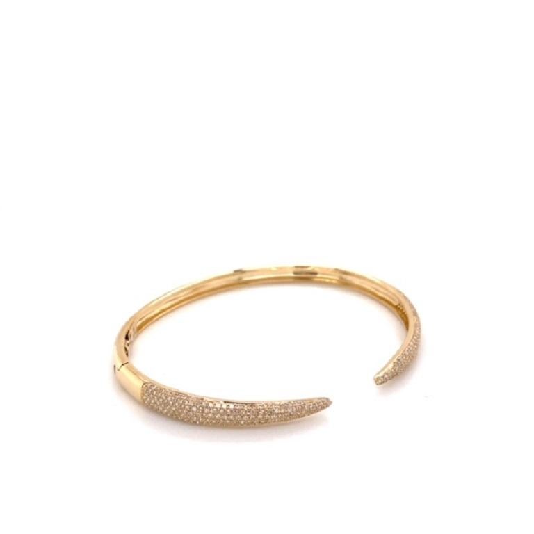 0.80 Carat Total Weight Diamond Open Claw Bangle, 14 Karat Yellow Gold In New Condition In Houston, TX