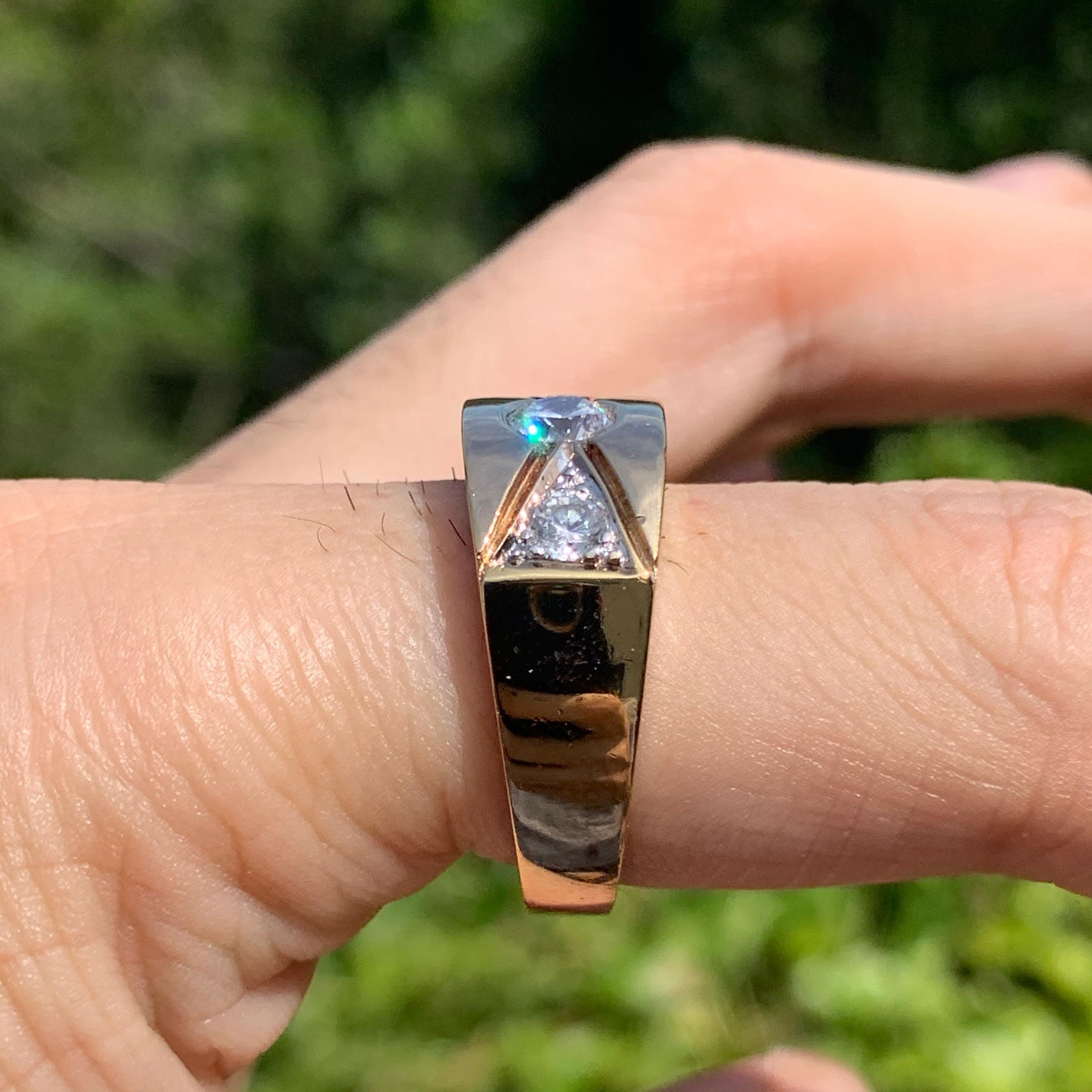 Retro 0.80 Carat TW Men's Diamond Ring / Wedding Ring / Band, 14 Karat For Sale