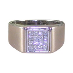 0.80 Carat White Gold Princess Cut Diamond Men's Pinky Ring