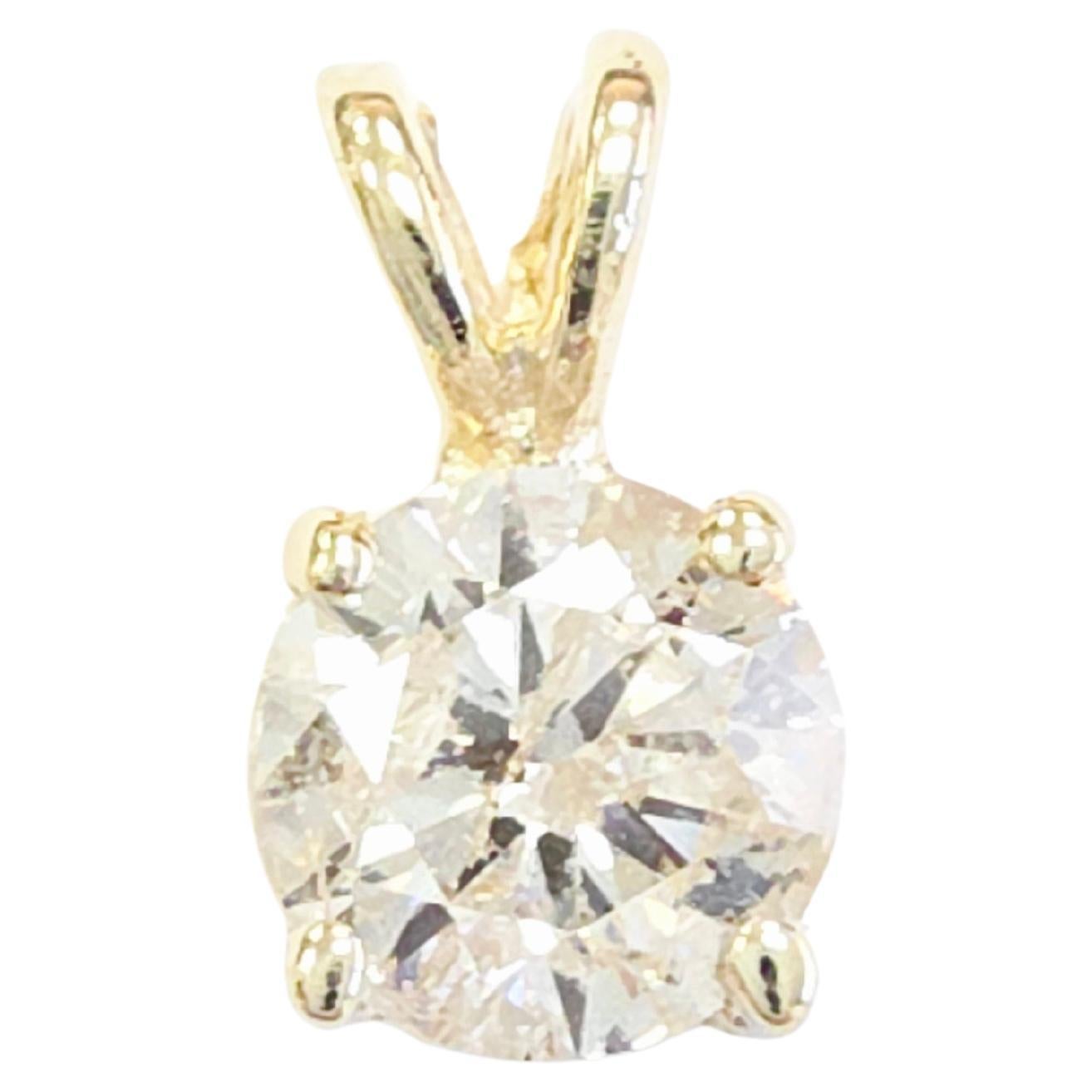 DISCOUNT, 0.80 ct Round Diamond Pendant in 14K Yellow Gold