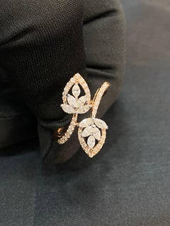 0.80 Cts F/VS1 Marquise Round Brilliant Diamonds Engagement Ring 14K Rose Gold