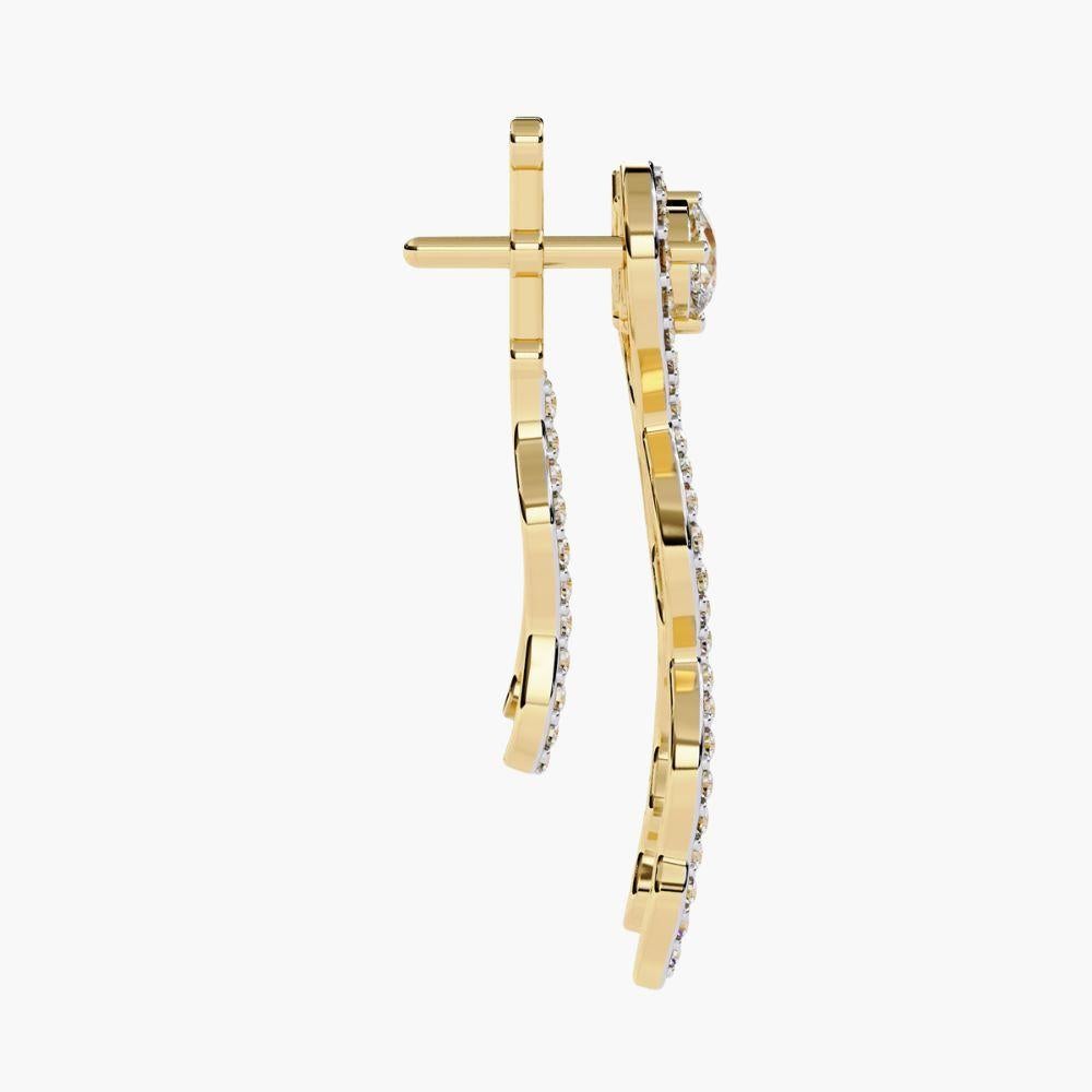 Orecchini Spiral Elegance da 0,80 Ctw con diamante e design a goccia in oro 14K in vendita 4