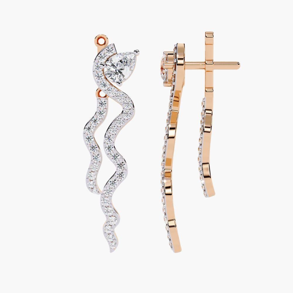 Orecchini Spiral Elegance da 0,80 Ctw con diamante e design a goccia in oro 14K in vendita 8