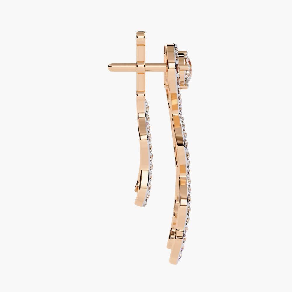 Orecchini Spiral Elegance da 0,80 Ctw con diamante e design a goccia in oro 14K in vendita 9