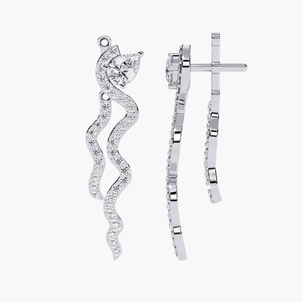 Taglio a goccia Orecchini Spiral Elegance da 0,80 Ctw con diamante e design a goccia in oro 14K in vendita