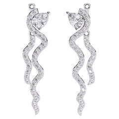 0.80 Ctw Pendientes Espiral Elegancia Diseño Gota Diamante Oro 14K