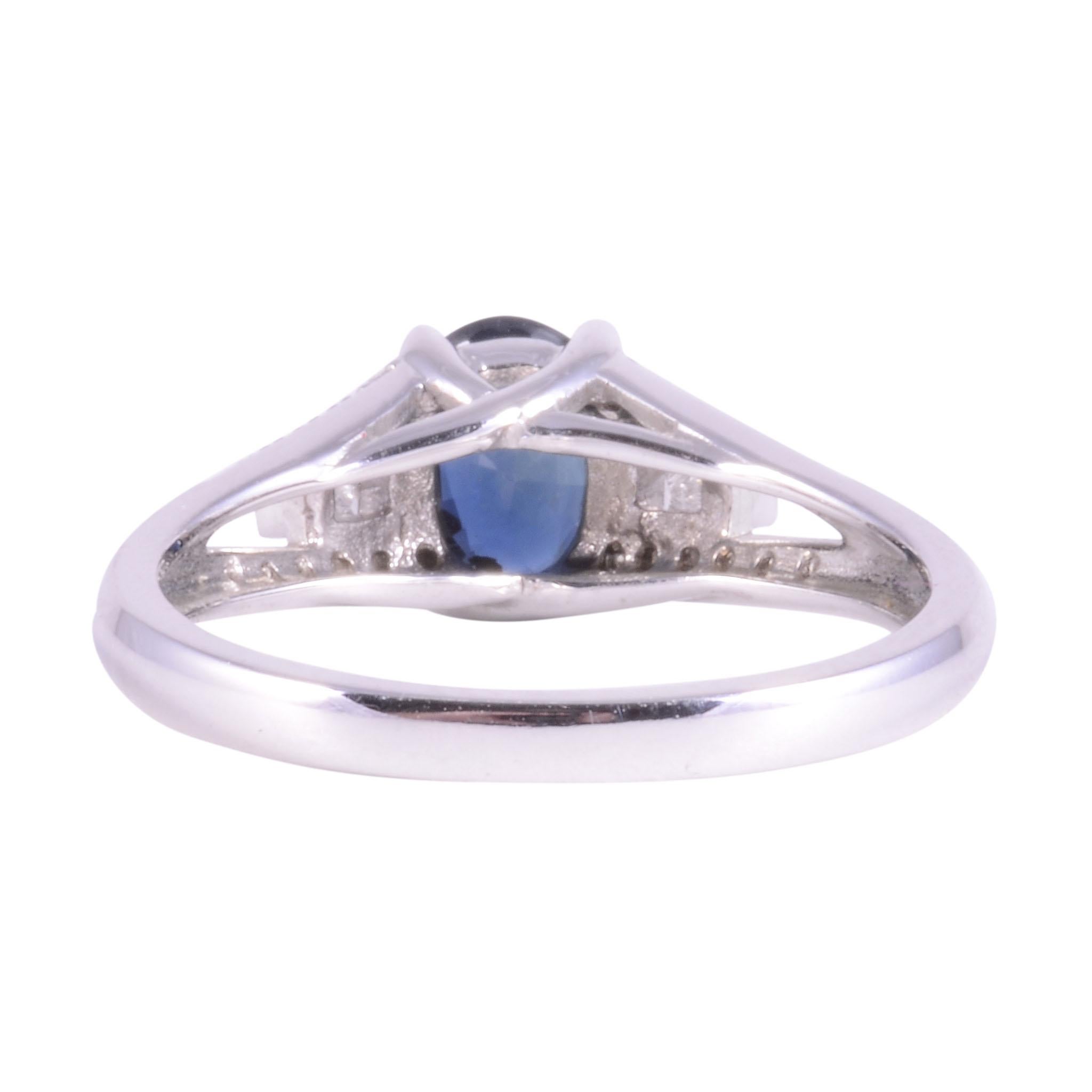 Oval Cut 0.80 Oval Sapphire and Diamond Ring For Sale