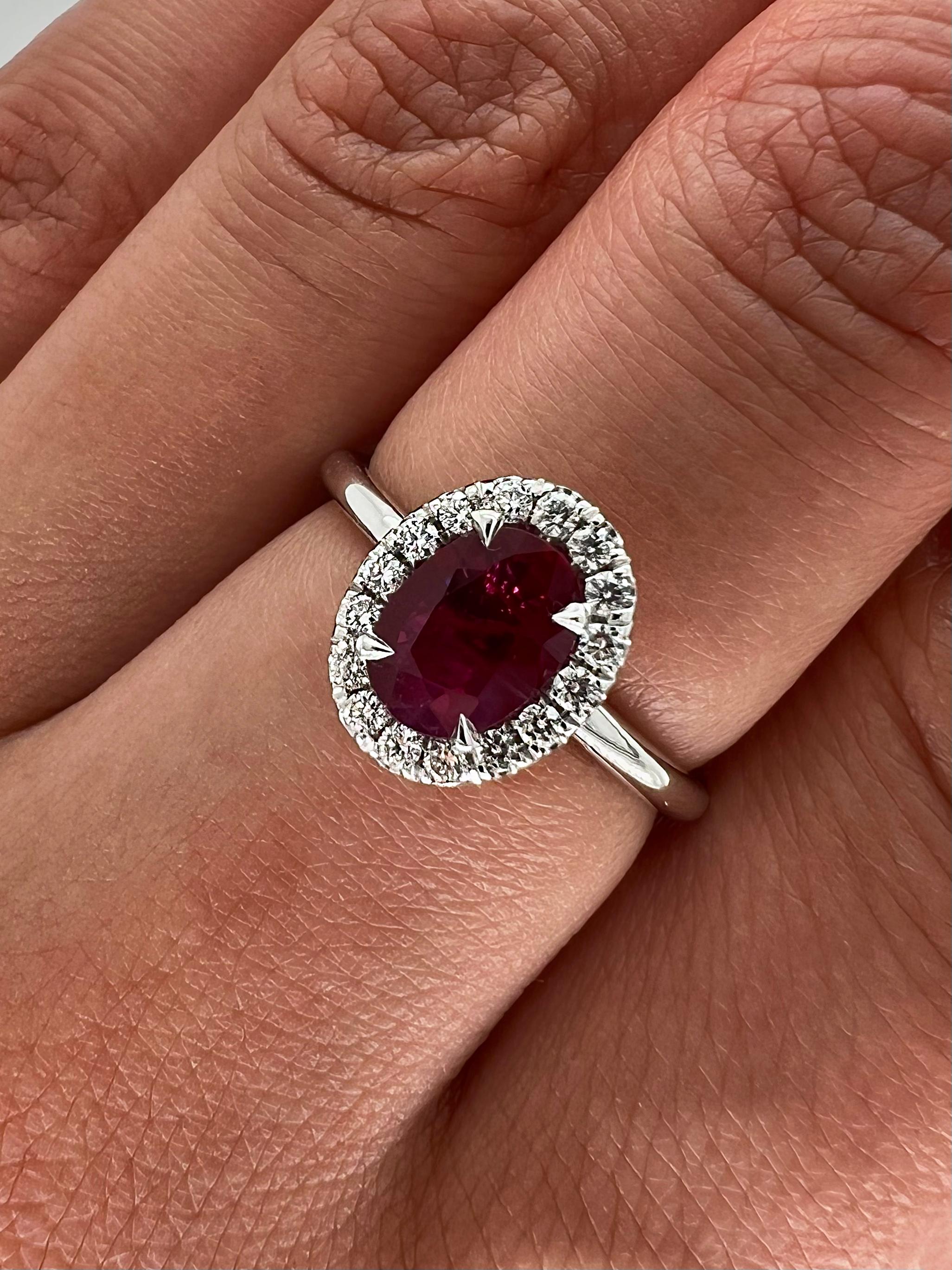 Oval Cut 0.80 Carat Ruby and Diamond Ladies Ring For Sale