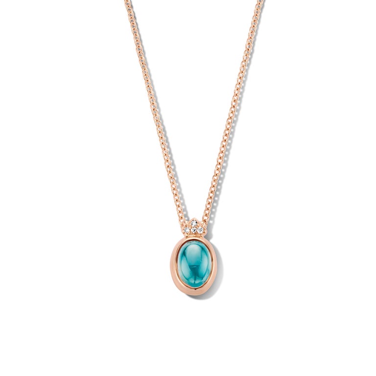 0.80Ct Aquamarine 18K Rose Gold Diamond Pendant Necklace For Sale at ...