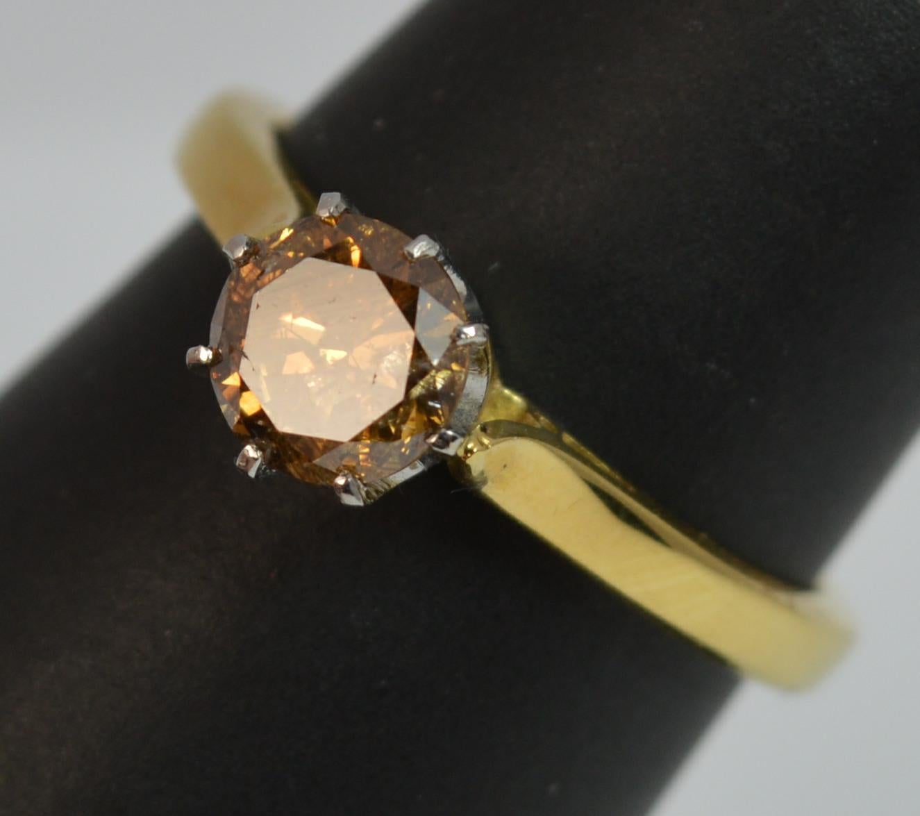 0.80 Carat Champagne Diamond 18 Carat Gold Solitaire Engagement Ring 5