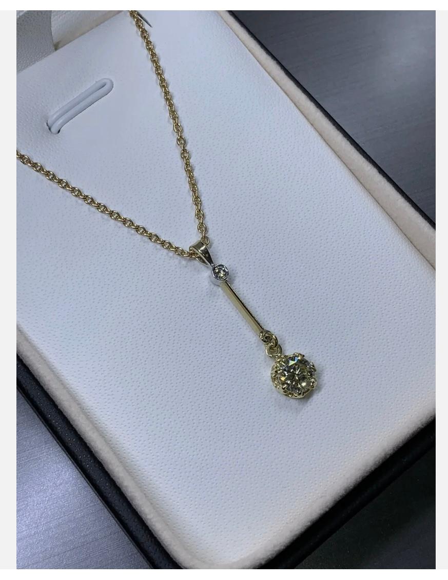 Collier à pendentif solitaire de 0,80ct Diamond Drop Dangle Chunky en or jaune 18ct en vente 4