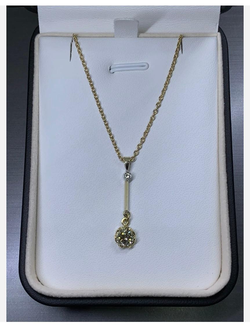 Collier à pendentif solitaire de 0,80ct Diamond Drop Dangle Chunky en or jaune 18ct Neuf - En vente à London, GB