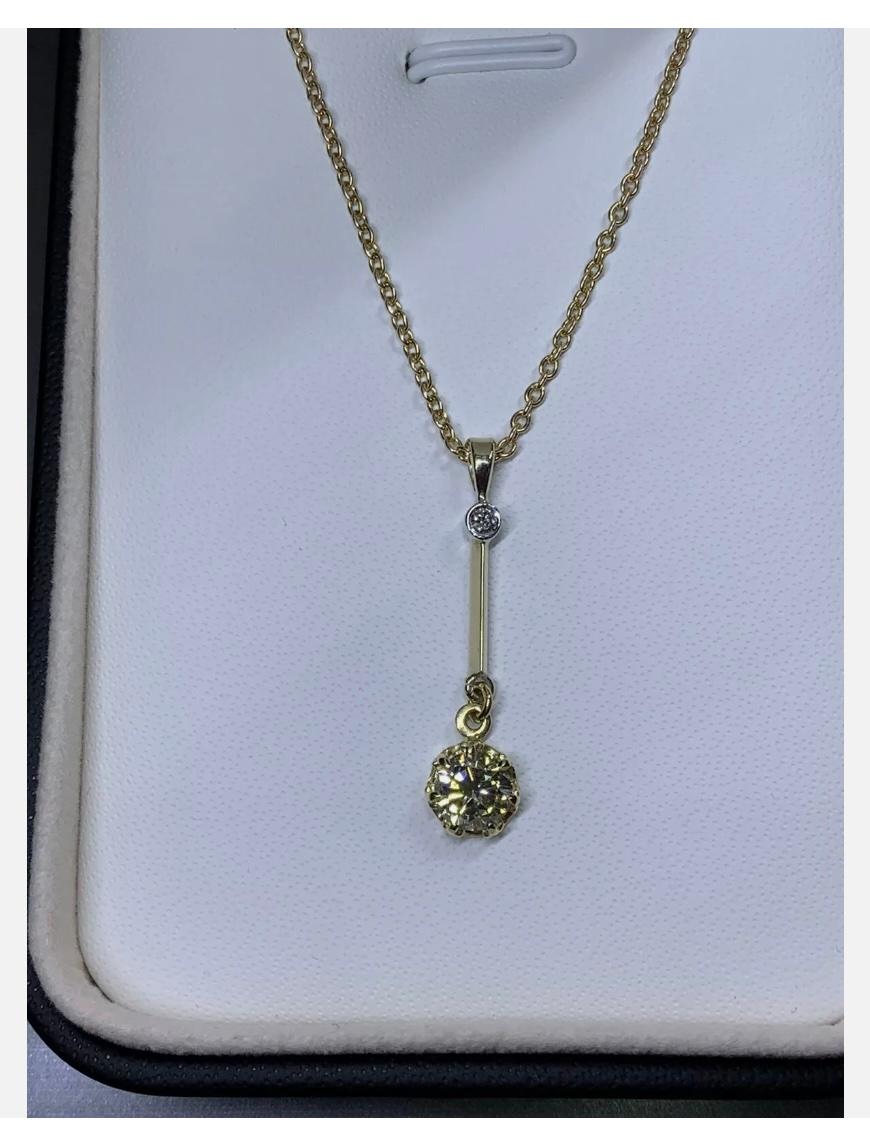 Collier à pendentif solitaire de 0,80ct Diamond Drop Dangle Chunky en or jaune 18ct Pour femmes en vente