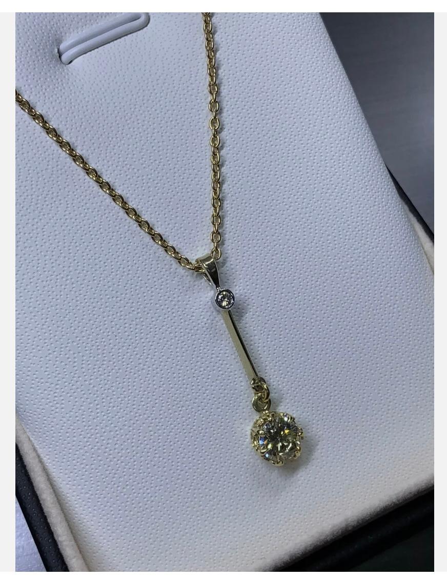 Collier à pendentif solitaire de 0,80ct Diamond Drop Dangle Chunky en or jaune 18ct en vente 2