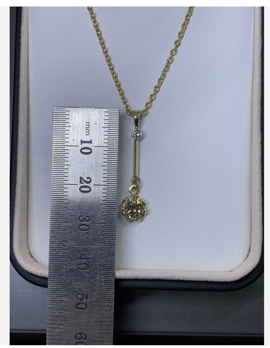 Collier à pendentif solitaire de 0,80ct Diamond Drop Dangle Chunky en or jaune 18ct en vente 3