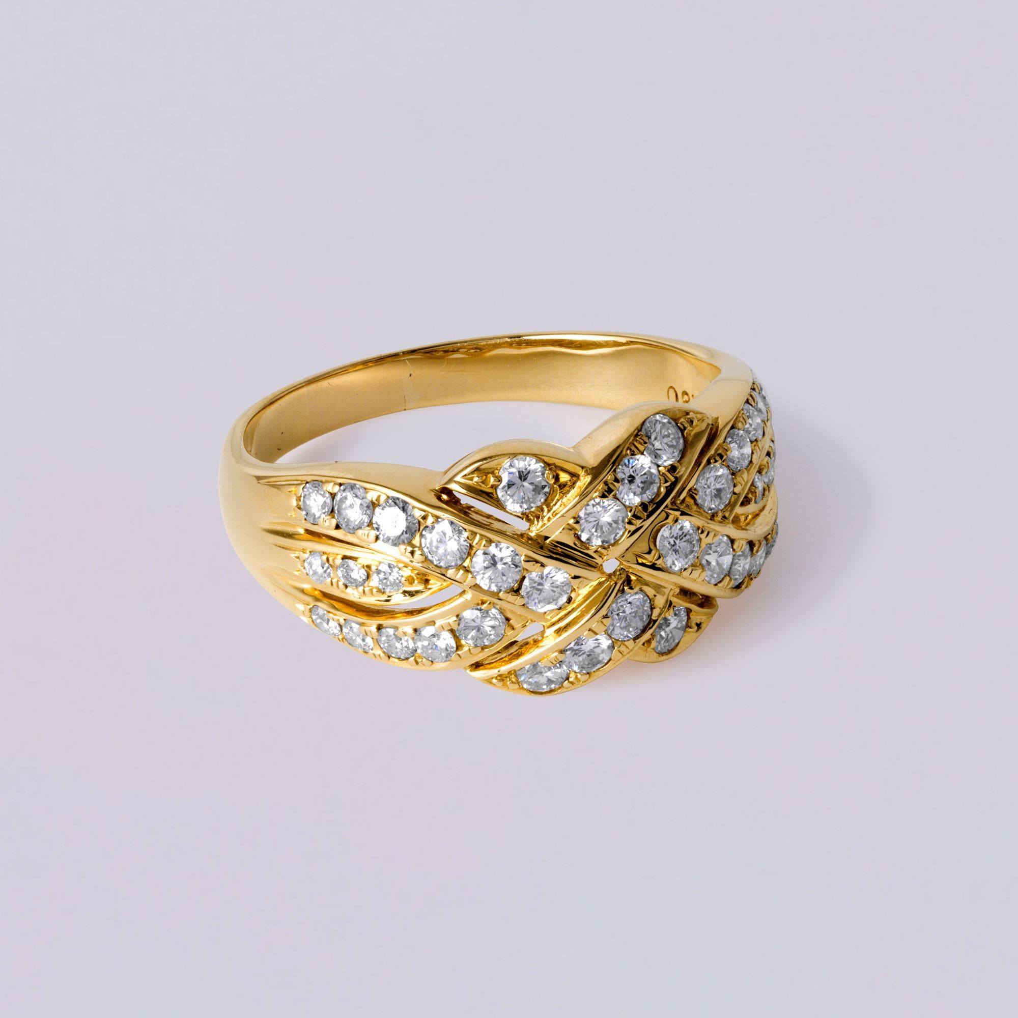 0,80 Karat Diamant Love Knot Ring  Geflochtenes Design Band in 18K Gold  Vintage Größe 8.7 (Kunsthandwerker*in) im Angebot